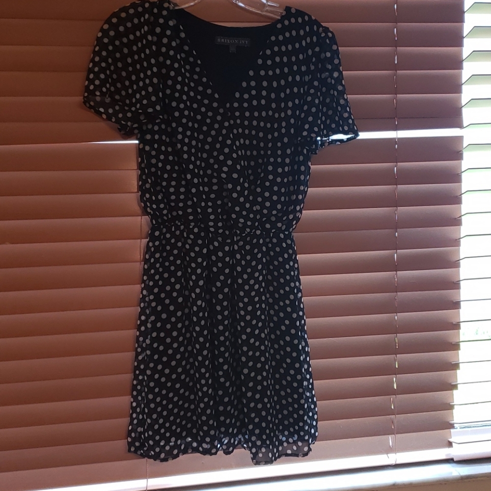 Black and white polka dot mini dress